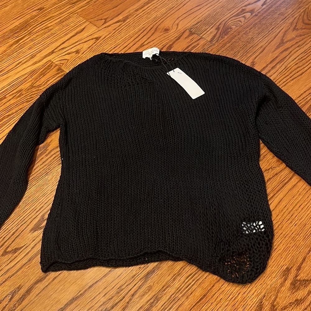 NWT Feel the Piece Terre Jacobs Woman’s Black See Through Sweater Size XS/S